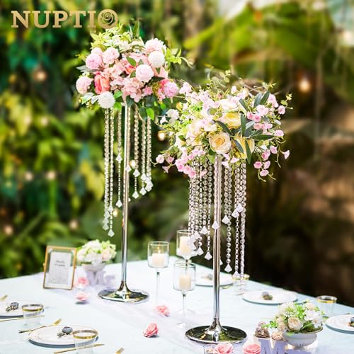 Elegant Silver Wedding Centerpieces: 10 pcs Crystal Flower Vases