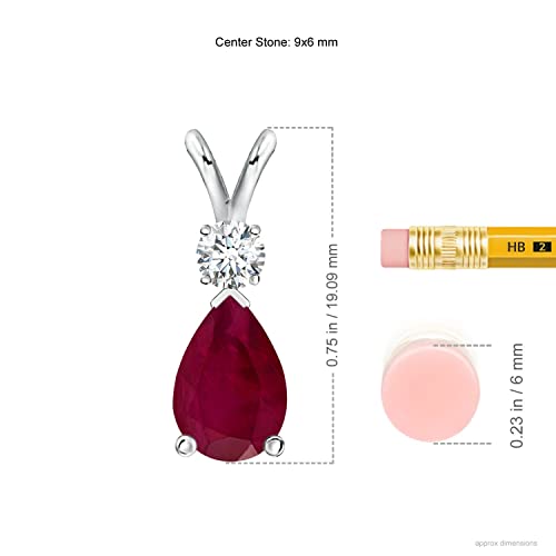 Ruby Teardrop Pendant Necklace with Diamond for Women