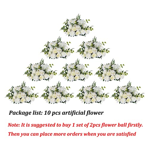 Large 10 Pcs White Rose Wedding Centerpieces Bouquet