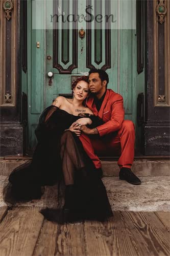 Black Puffy Sleeve Ball Gown Wedding Dress Women