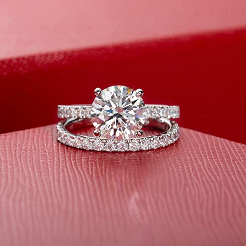 CADYNO 14K White Gold Moissanite Wedding Ring Set