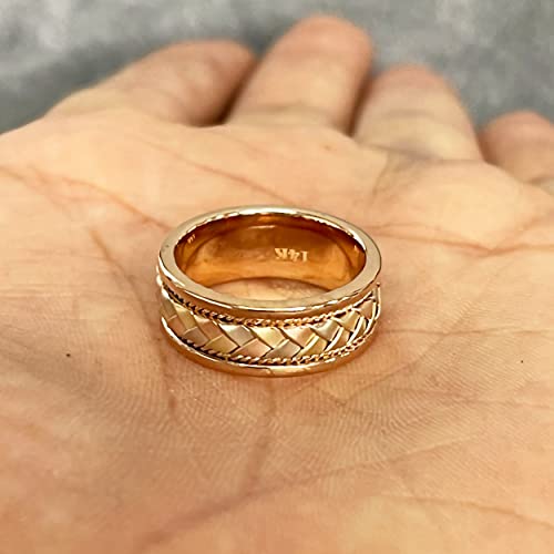 Tri Color Handmade Gold Braided Wedding Bands - Comfort Fit Wedding Rings