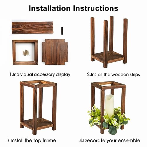 Rustic Wedding Lantern Centerpiece Set with LED Candles