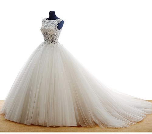 Elegant White Lace Ball Gown Wedding Dress