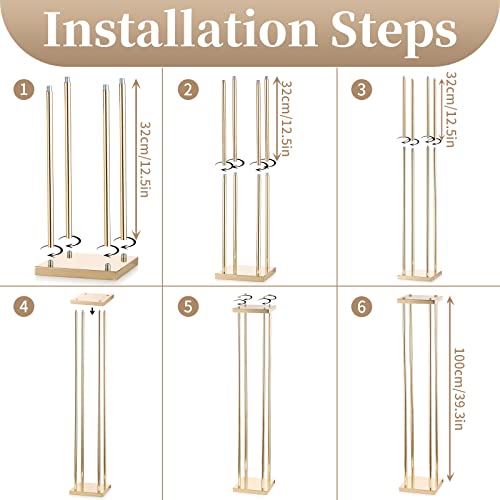 Gold Tall Flower Stand for Wedding Table Centerpieces
