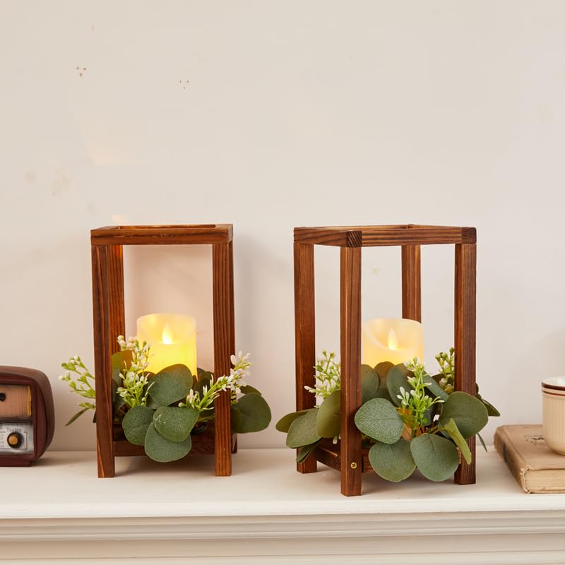 Rustic Wedding Lantern Centerpiece Set with LED Candles