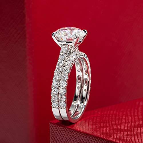 CADYNO 14K White Gold Moissanite Wedding Ring Set