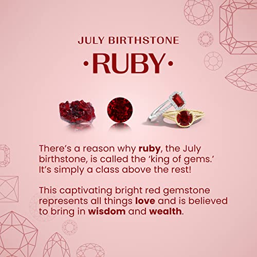 Ruby Teardrop Pendant Necklace with Diamond for Women