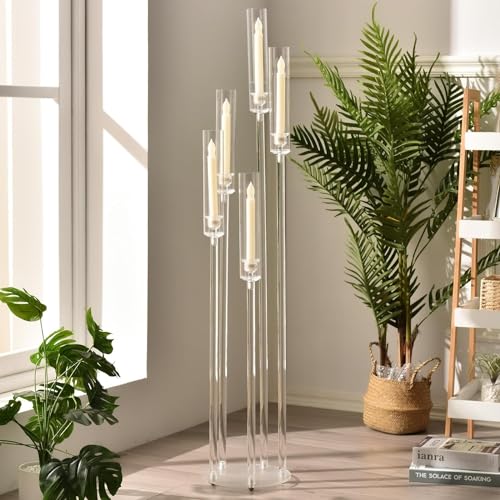 Set of 10 Acrylic 5 Arm Wedding Candelabra