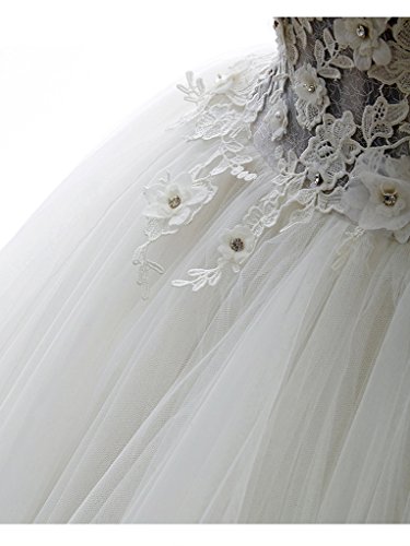 Elegant White Lace Ball Gown Wedding Dress