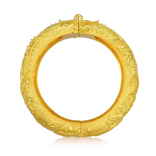 Gold Dragon and Phoenix Openable Cuff Bangle for Women