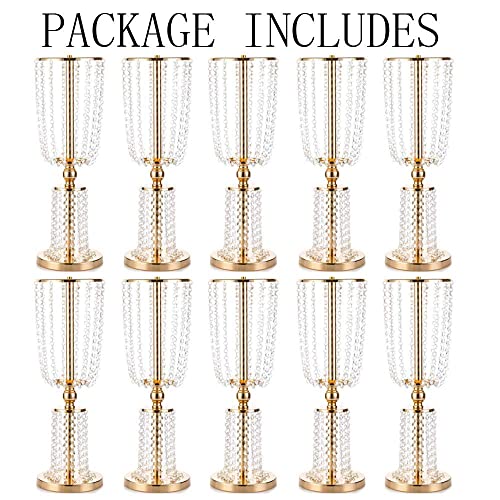 Gold Crystal Metal Vase Flower Stand Wedding Centerpiece