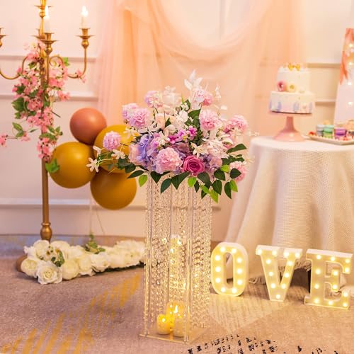 Geometric Vase Stand with Chandelier Crystals - Set of 10