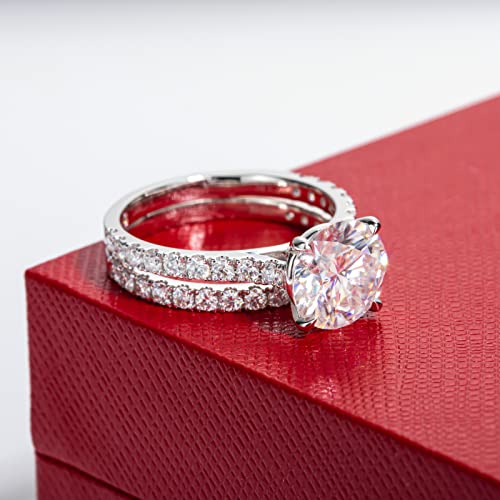 CADYNO 14K White Gold Moissanite Wedding Ring Set