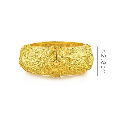 Gold Dragon and Phoenix Openable Cuff Bangle for Women
