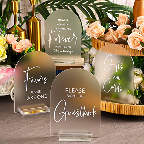 Clear Acrylic Wedding Signs with Wood Stand - Rustic