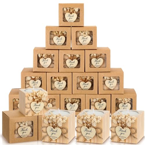 50 Sets Rustic Wood Candle Holders for Guests