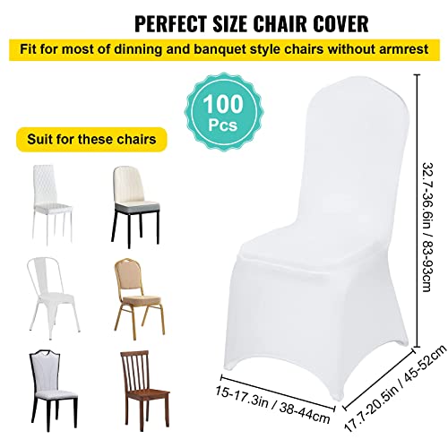 100 White Polyester Spandex Chair Covers for Weddings