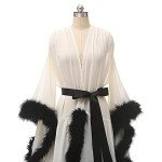 Molisa Feather Bridal Robe with Fur Cuffs