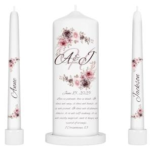 Personalized Unity Candle Set with Bible Quote