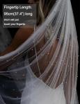 Pearl Chapel Length Wedding Bridal Veil Ivory