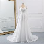 2023 Lace Applique Chiffon A-Line Wedding Dress Ivory
