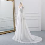 2023 Lace Applique Chiffon A-Line Wedding Dress Ivory