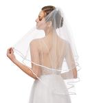 Nanchor Simple Tulle Short Wedding Veil with Comb