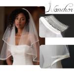 Nanchor Simple Tulle Short Wedding Veil with Comb