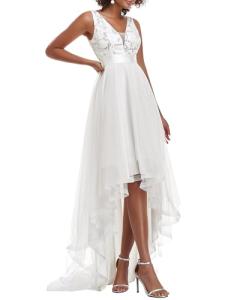 Cream Chiffon Bridesmaid Dress with Pleated Waist