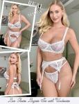 Avidlove Lace Garter Lingerie Set - White