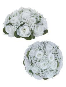 White Rose & Babys Breath Wedding Centerpieces (2pcs)