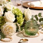 Green Vintage Candle Holders for Wedding Table Centerpieces