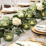 Green Vintage Candle Holders for Wedding Table Centerpieces