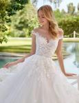 Off-Shoulder Lace Ball Gown Wedding Dress Ivory Bride