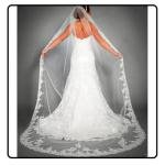 Long Lace Cathedral Veil with Comb for Bride