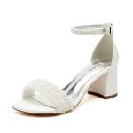 Elegant Ivory Beaded Wedding Sandals with Ankle Strap