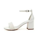 Elegant Ivory Beaded Wedding Sandals with Ankle Strap