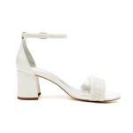 Elegant Ivory Beaded Wedding Sandals with Ankle Strap