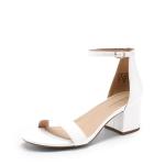 DREAM PAIRS White Low-Chunk Heel Sandal, Size 9