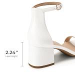 DREAM PAIRS White Low-Chunk Heel Sandal, Size 9