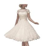 Ivory Floral Lace Cocktail Dress for Weddings, US 16