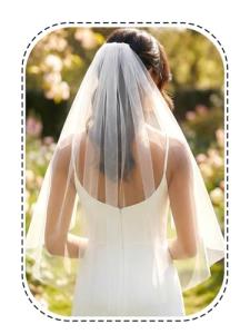 White 1 Tier Short Bridal Tulle Veil comb