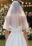 White 1 Tier Short Bridal Tulle Veil comb