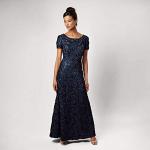 Navy A-Line Rosette Dress for Women's Plus-Size Wedding