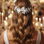 Silver Flower Wedding Hair Vine Pearl Headpiece