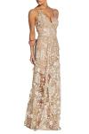 Sidney Pink Floral Embellished Plunging Gown - Large
