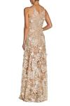 Sidney Pink Floral Embellished Plunging Gown - Large