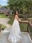 Ivory V-neck Lace Backless A-line Wedding Dress