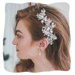 Floral Crystal Rhinestone Bridal Hair Comb for Weddings